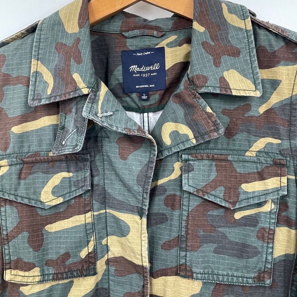 Madewell Brown Green Camo Outbound Button Down Utility Jacket Size Large - Picture 2 of 9